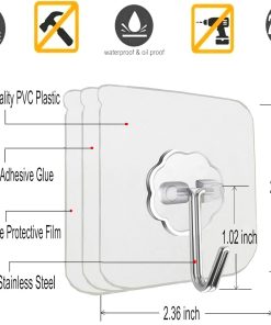 Alternative view of Jwxstore 24 Pack Self Adhesive Hooks Heavy Duty - 33lb Max. Transparent. Waterproof. Sticky Wall Hooks for Keys. Bathroom. Shower. Outdoor. Kitchen. Door. Home Improvement. Utility Hooks