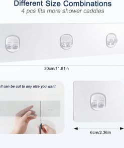 Alternative view of Shower Caddy Adhesive Replacement. 4 Pack Strong Adhesive Shower Hooks. Water-Proof Shower Adhesive Strips. No Drilling for Corner Shelf Basket. Bathroom Storage Shelves and Kitchen Racks